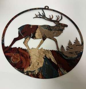 Elk Painted Laser Cut 8" Metal Hanging  Signs Decor Double sided